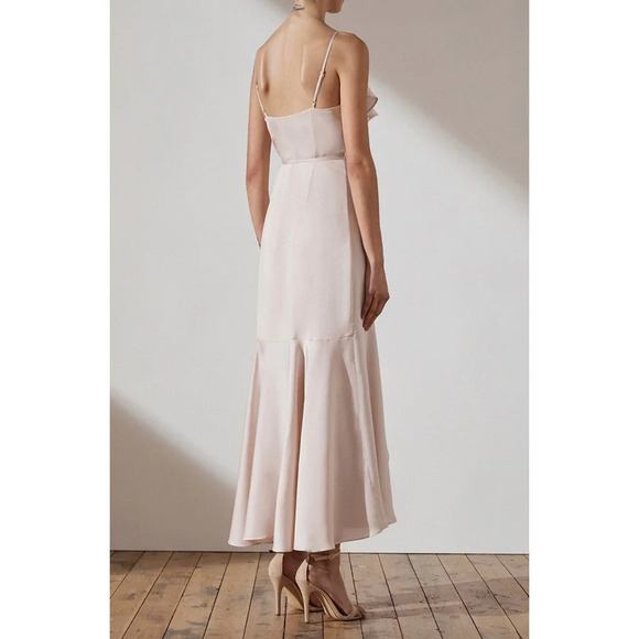 Shona Joy Luxe Bias Frill Wrap Dress Porcelain - Picture 2 of 9
